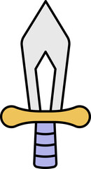 Isolated Dagger Icon In Purple And Yellow Color.