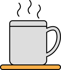 Hot Cup Plate Icon In Grey And Yellow Color.