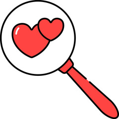 Search Couple Heart Flat Icon In Red And White Color.