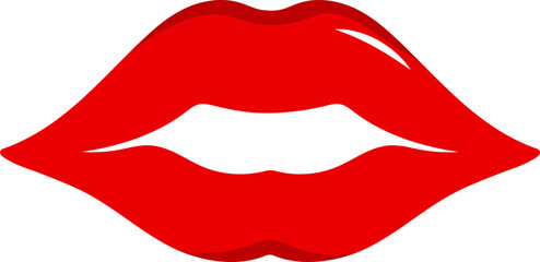 Flat Illustration of Red Lips Icon.