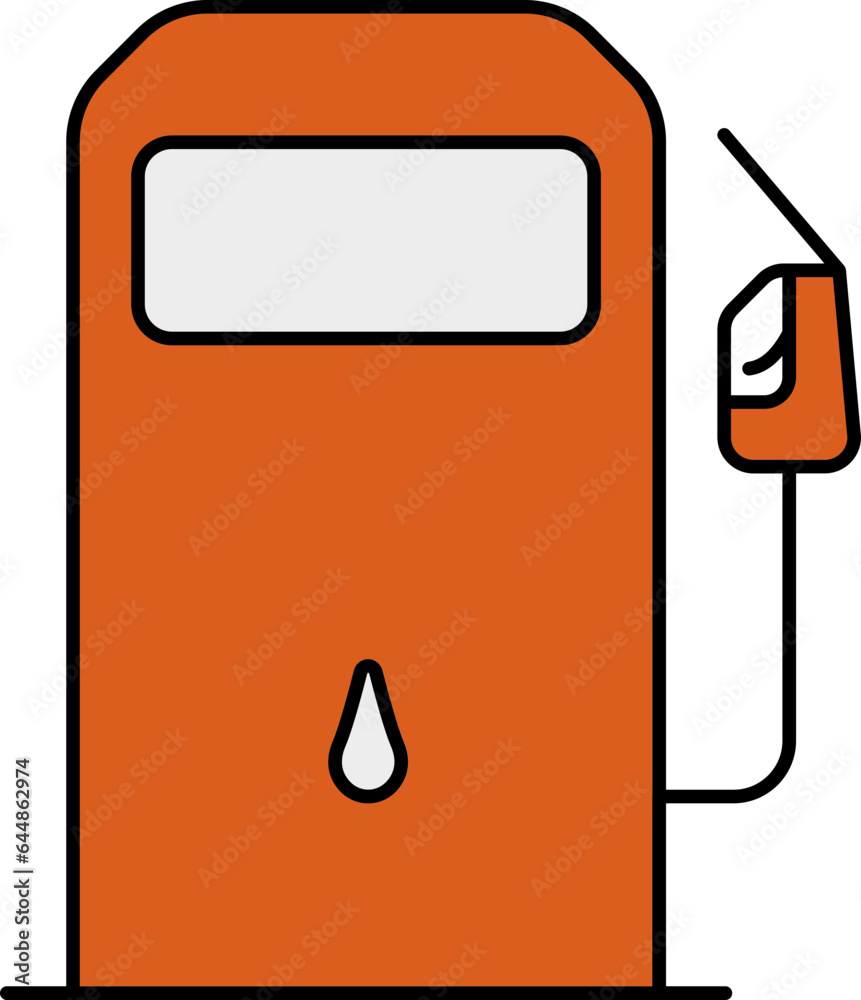 Wall mural Orange Petrol Pump Icon In Flat Style.