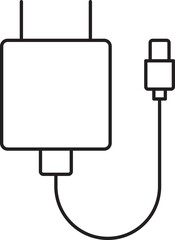 Black Linear Style Usb Charger Icon.