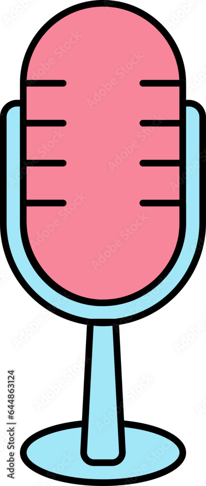 Sticker pink and blue microphone icon or symbol.