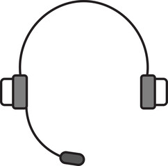 Grey Mic Headphone Icon In Flat Style.