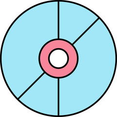 Compact Disc Icon In Pink And Blue Color.