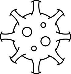 Black Line Art Illustration Of Virus Icon.