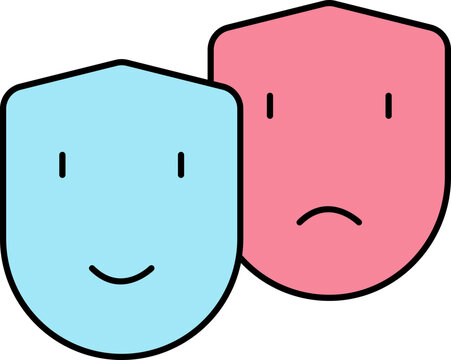 Happy And Sad Mask Pink And Blue Icon.