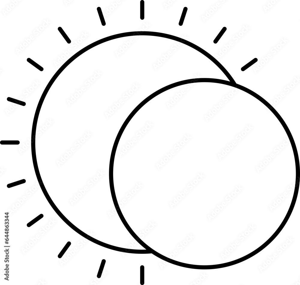 Sticker Black Thin Line Solar Eclipse Symbol Or Icon.