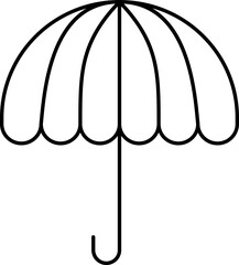 Isolated Umbrella Icon In Black Line Art.