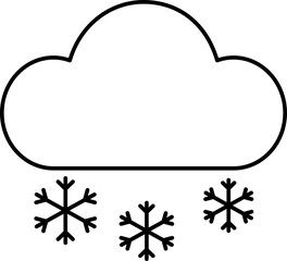 Black Outline Snowfall Cloud Icon Or Symbol.