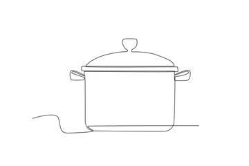 A pot for boiling water. Cooking and kitchen tools one-line drawing