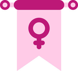 Female Symbol Pennant Flag Pink Icon.