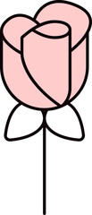 Isolated Pink Rose Bud Icon In Flat Style.
