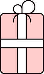 Isolated Gift Icon In Pink And White Color.