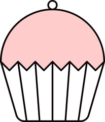 Flat Style Muffin Cup Icon In Pink And White Color.