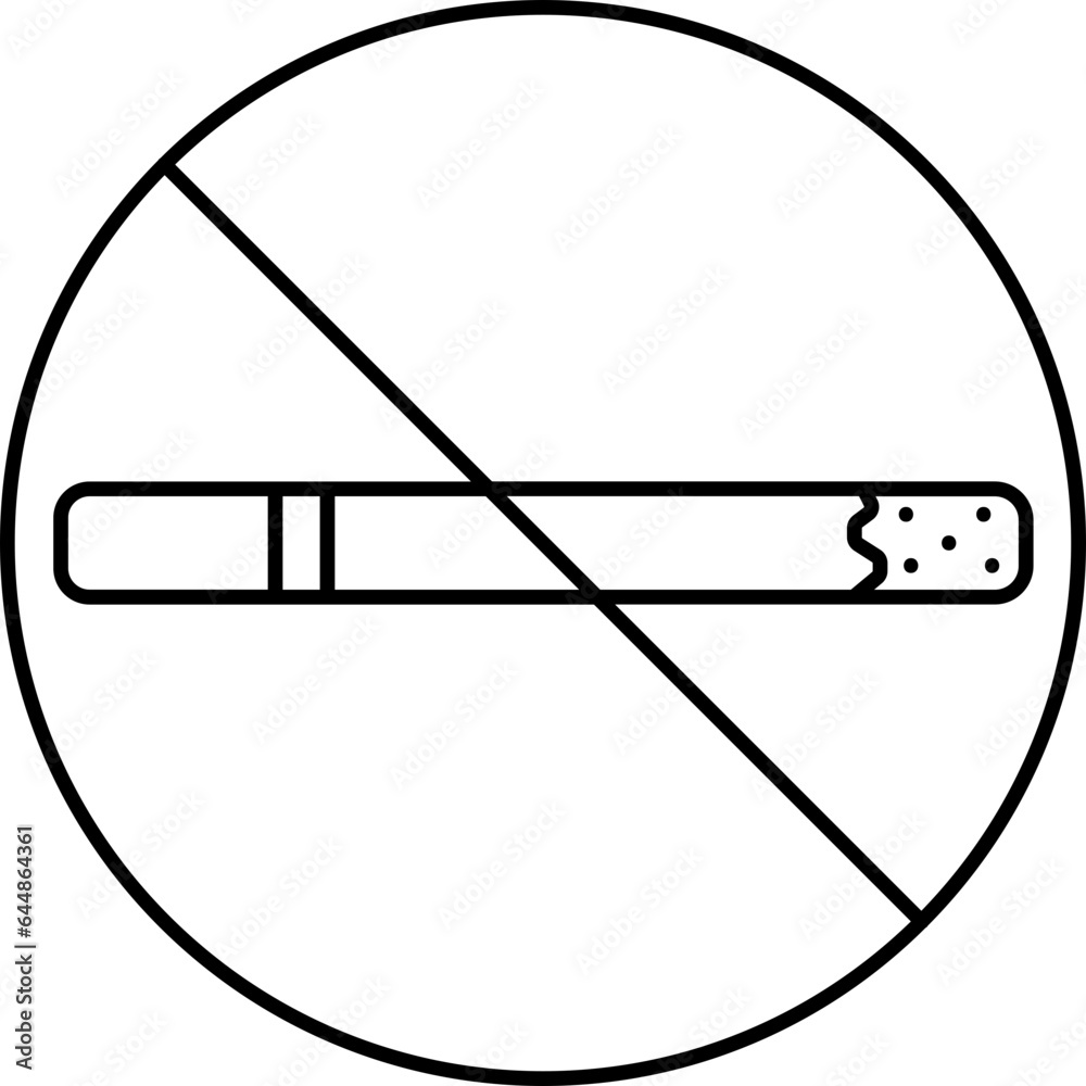 Poster black line art no smoking icon or symbol.