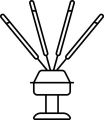 Illustration Of Burning Incense Stick Stand Symbol Icon.