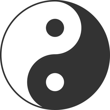 Isolated Grey And White Yin Yang Icon In Flat Design.