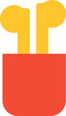 Yellow And Red Illustration Of Ear Buds Flat Icon.