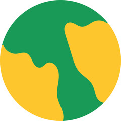 Green And Yellow Earth Planet Icon In Flat Style.