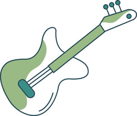 Flat Style Guitar Icon In Green And White Color.