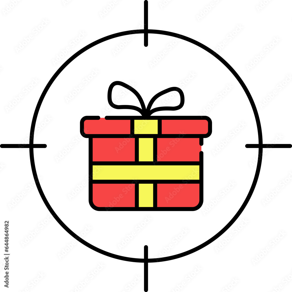 Wall mural Yellow And Red Gift Target Icon Or Symbol.