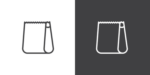 Vector illustration of junkfood paper bag icon. fast food paperbag, food bag, bag vector design, Paper  bag icon for web design isolated on black and white background.