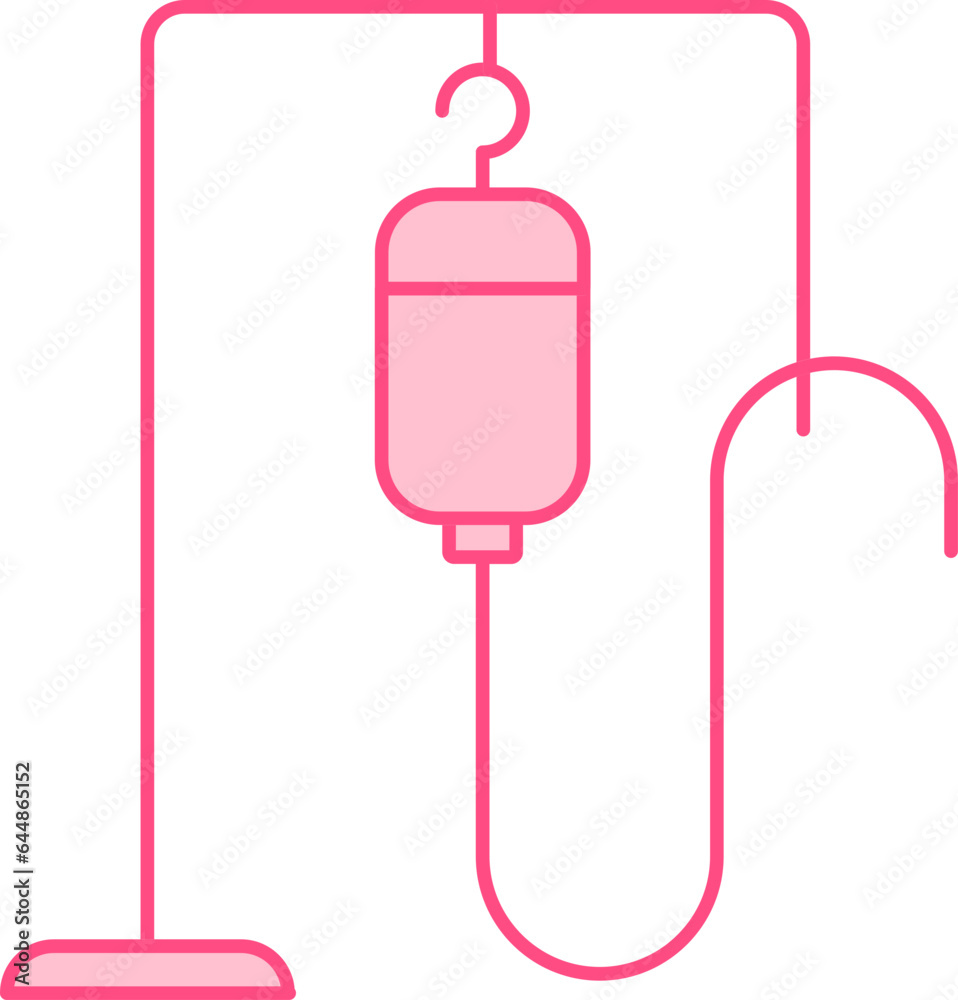 Sticker flat blood transfusion icon in pink color.