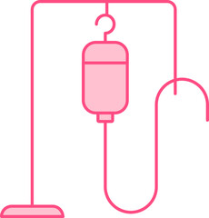 Flat Blood Transfusion Icon In Pink Color.