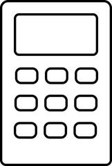 Black Thin Line Art Of Calculator Icon.