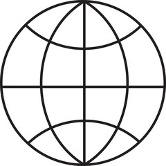 Isolated Globe Icon In Black Line Art.