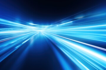 Fototapeta na wymiar Fast moving blue light with motion blur, stripes, background