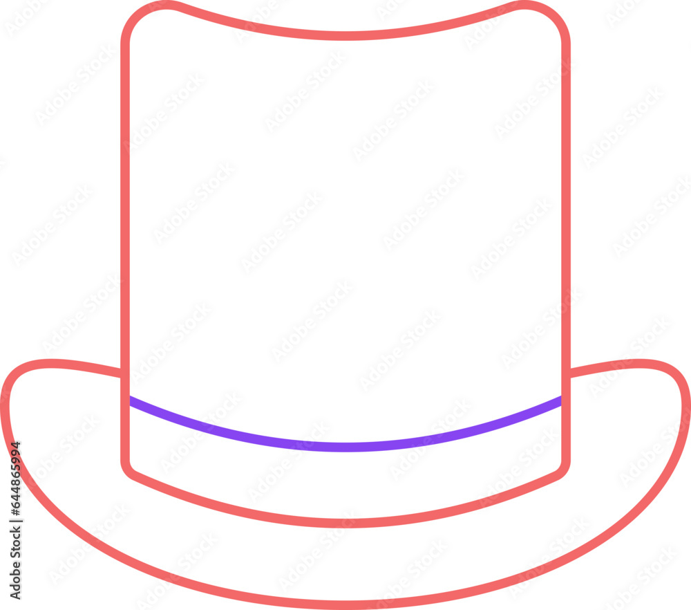 Canvas Prints Red And Purple Outline Illustration Of Top Hat Icon.