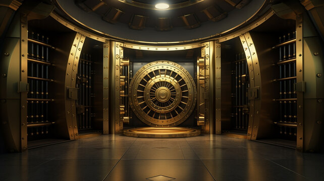 Huge gate in the vault of the bank
