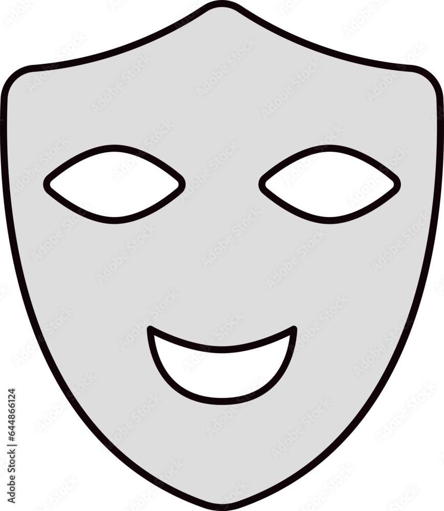 Poster Grey Happy Mask Icon In Flat Style.