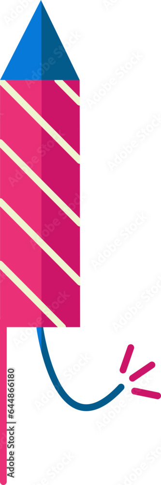 Poster Flat Style Firework Rocket Icon In Pink And Blue Color.