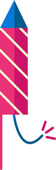 Flat Style Firework Rocket Icon In Pink And Blue Color.