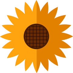 Flat Illustration Of Orange Sunflower Icon.