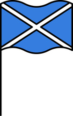 Wavy Scotland Flag Pole Icon In Flat Style.