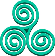 Teal Three Spiral Icon In Flat Style.