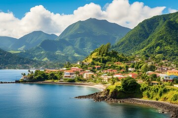 Fototapeta na wymiar Scenic view of Dominica. Generative AI