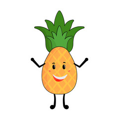 Laughing Pineapple Cartoon Flat Icon.