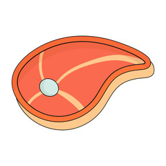 Orange Steak Piece Icon In Flat Style.