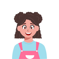 Cheerful Cartoon Girl Character On White Background.