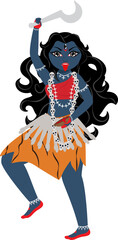 Indian Goddess Kalaratri Character On White Background.