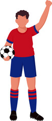 Faceless Soccer Player Holding Ball In Standing Pose.