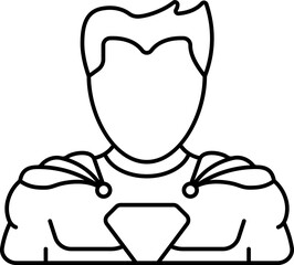 Faceless Superhero Cartoon Icon In Line Art.