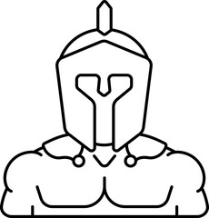 Black Outline Of Spartan Cartoon Character Icon.