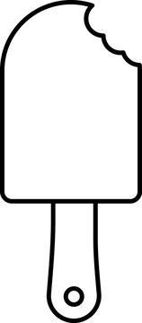 Bite Cut Ice Cream Icon In Thin Line Art.