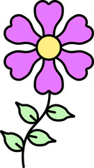 Pink Flower Plant Or Stem Icon In Flat Style.